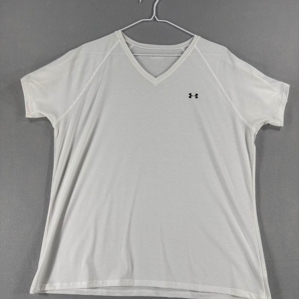 Under Armour Mens White V-Neck Short Sleeve Training T-Shirt VAME340 XL
